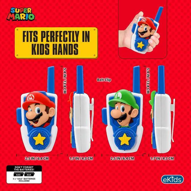 Alt view image 7 of 7 - Super Mario Walkie Talkies for Kids, Static Free Indoor and Outdoor Toys