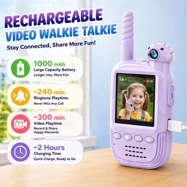 Alt view image 6 of 7 - Kids Video Walkie Talkies 2 Pack, 180° Rotating Camera & Gifts for Kids