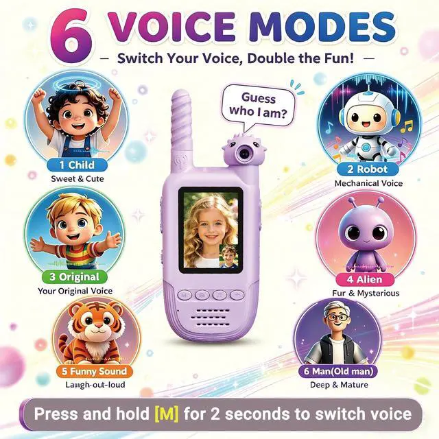 Alt view image 5 of 7 - Kids Video Walkie Talkies 2 Pack, 180° Rotating Camera & Gifts for Kids
