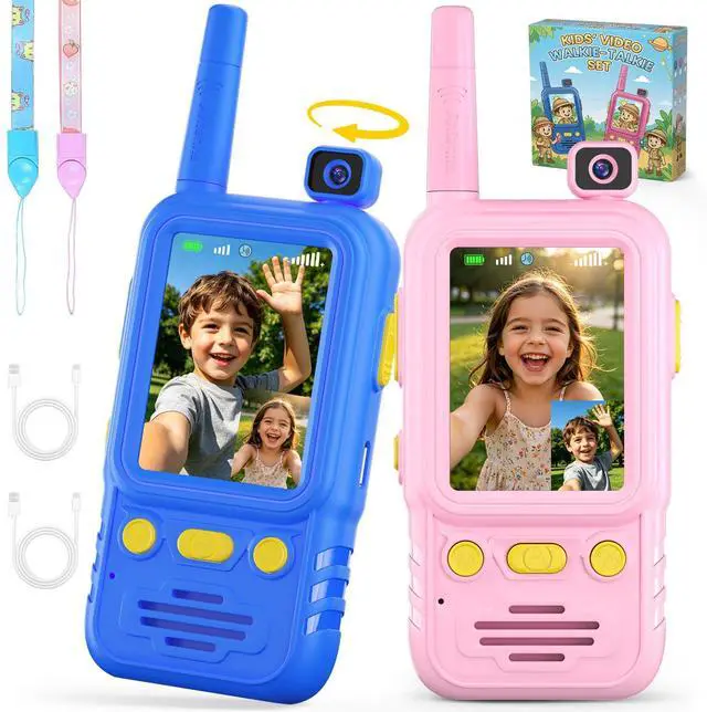 Main image of Video Walkie Talkies for Kids 2 Pack with 180° Rotating Camera