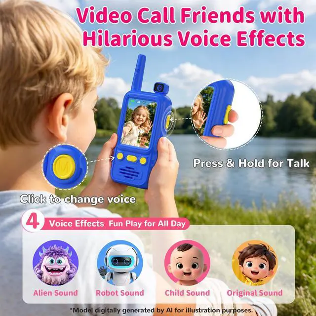 Alt view image 2 of 7 - Video Walkie Talkies for Kids 2 Pack with 180° Rotating Camera