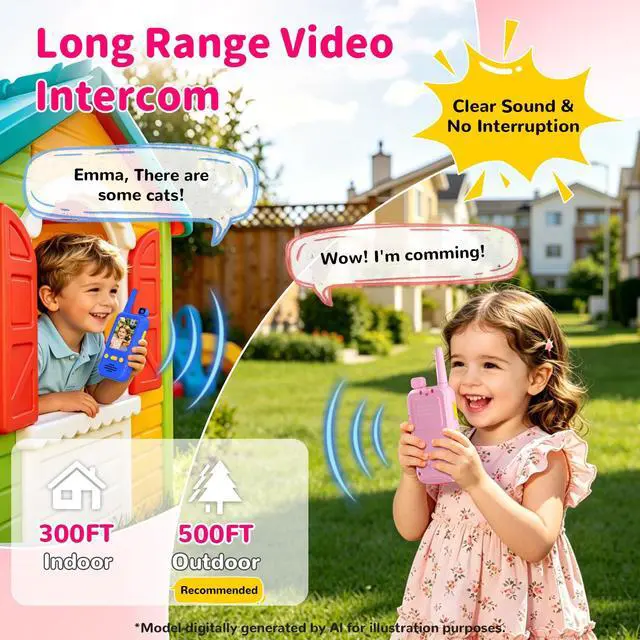 Alt view image 5 of 7 - Video Walkie Talkies for Kids 2 Pack with 180° Rotating Camera