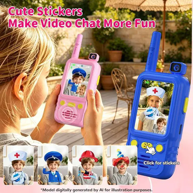 Alt view image 4 of 7 - Video Walkie Talkies for Kids 2 Pack with 180° Rotating Camera