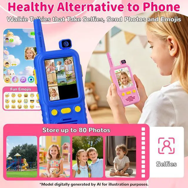 Alt view image 6 of 7 - Video Walkie Talkies for Kids 2 Pack with 180° Rotating Camera