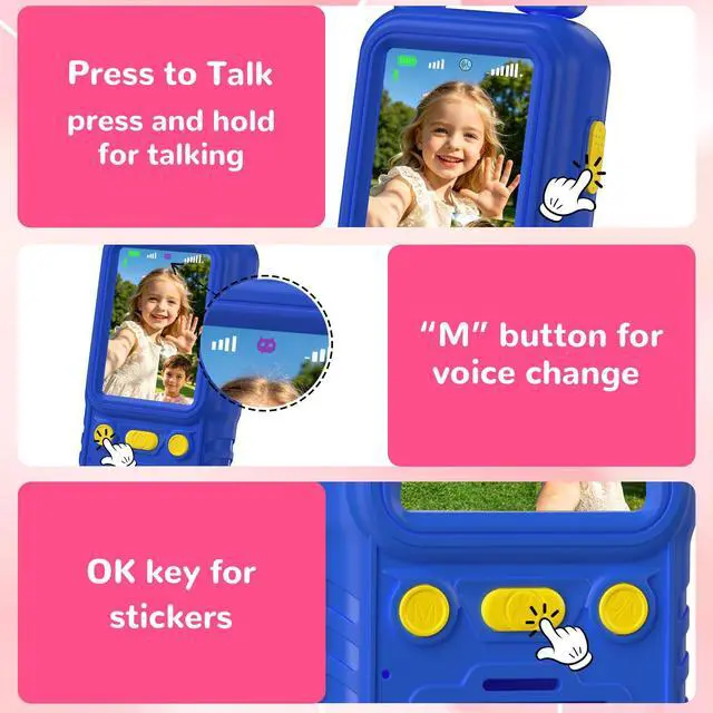 Alt view image 7 of 7 - Video Walkie Talkies for Kids 2 Pack with 180° Rotating Camera
