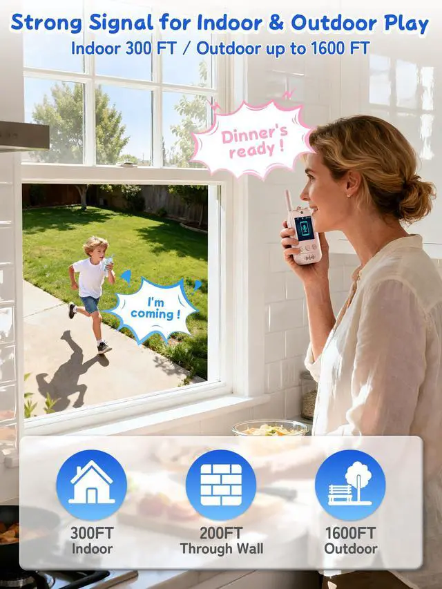 Alt view image 6 of 7 - Voice Changer Upgraded Kids Video Walkie Talkies, Gift Toy with Real-Time Video, No WiFi or App Required, 1600FT Long Range, Rechargeable Video Intercom Toy for Boys & Girls Ages 312 (Blue & Pink)