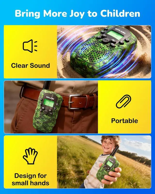 Alt view image 4 of 7 - Rechargeable Walkie Talkies 2 Pack for Kids, Toys for 3-12 Years Old Boys Girls, Camo Walkie Talkie 3 Miles Range for Camping, Outdoor, Birthday Gifts for 4 5 6 7 8 9 10 11 12 Year Old