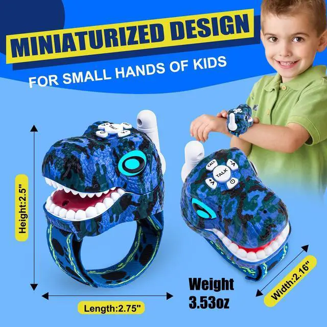 Alt view image 4 of 7 - Dinosaur Walkie Talkies for Kids - 2 Way Radios Toys for Boys & Girls Ages 3-12 - Long Range, 3 Channels - Outdoor Adventure, Camping, Hiking Gifts Birthday Gifts (Blue)