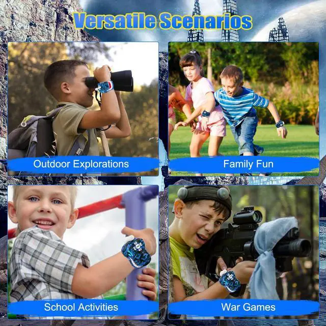 Alt view image 6 of 7 - Dinosaur Walkie Talkies for Kids - 2 Way Radios Toys for Boys & Girls Ages 3-12 - Long Range, 3 Channels - Outdoor Adventure, Camping, Hiking Gifts Birthday Gifts (Blue)