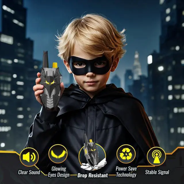Alt view image 3 of 6 - Bat Walkie Talkies for Kids with Flashing Eye Lights, Stealth Spaceship & Winged Dart Design, 2 Pack 2 Way Radio 3-12 Year Old Boy Toys, Outdoor Hiking Toys for Kid 3-5 4-6 6-8 8-10 Boys Birthday Gift