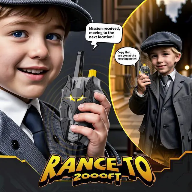 Alt view image 4 of 6 - Bat Walkie Talkies for Kids with Flashing Eye Lights, Stealth Spaceship & Winged Dart Design, 2 Pack 2 Way Radio 3-12 Year Old Boy Toys, Outdoor Hiking Toys for Kid 3-5 4-6 6-8 8-10 Boys Birthday Gift