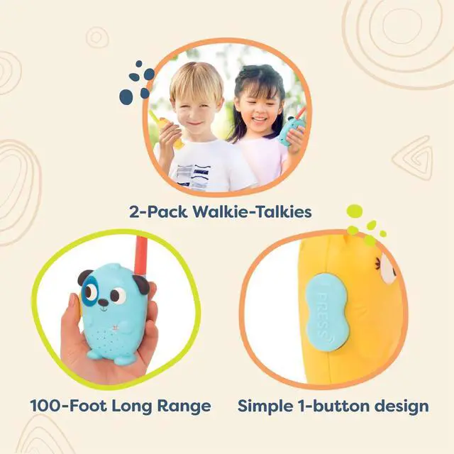 Alt view image 2 of 7 - Walkie Talkies, Lolo & Woofer 2-Pack, 100-Foot Range, Cat & Dog