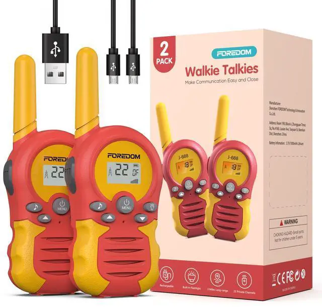 Main image of Rechargeable Walkie Talkies for Kids Walkie Talkies Long Range for Boy & Girl Age 3 to 12 Year Old Birthday Toys - 2 Pack