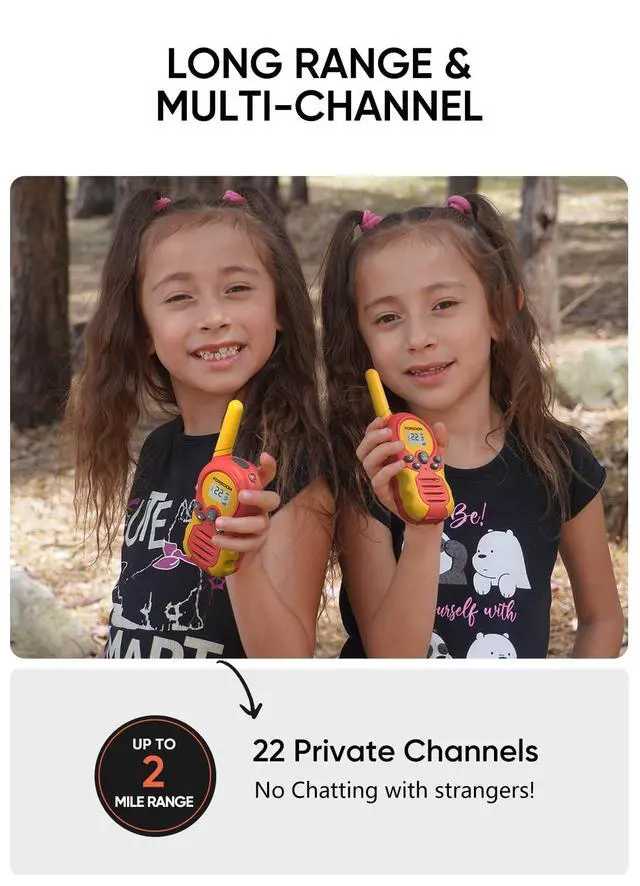 Alt view image 2 of 7 - Rechargeable Walkie Talkies for Kids Walkie Talkies Long Range for Boy & Girl Age 3 to 12 Year Old Birthday Toys - 2 Pack