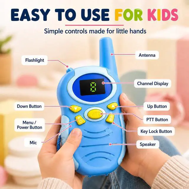 Alt view image 4 of 7 - Walkie Talkies for Kids 4 Pack - Outdoor Toys Long Range Radios for Camping