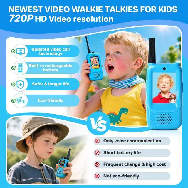 Alt view image 2 of 7 - Video Walkie Talkies for Kids, 2 Pack, Blue+Pink