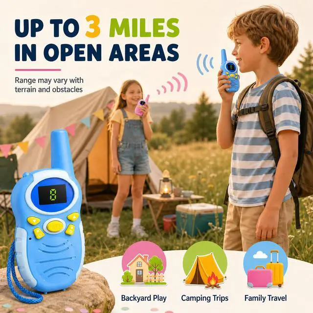Alt view image 3 of 7 - Walkie Talkies for Kids 4 Pack - Outdoor Toys Long Range Radios for Camping