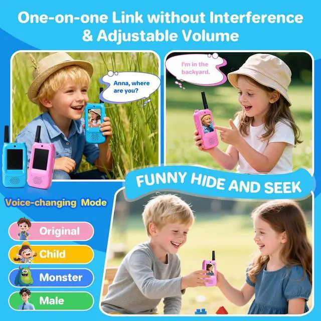 Alt view image 3 of 7 - Video Walkie Talkies for Kids, 2 Pack, Blue+Pink