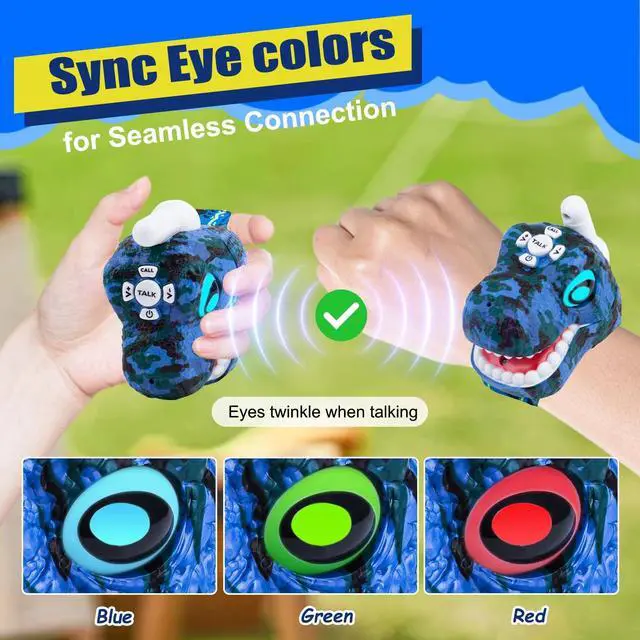 Alt view image 3 of 7 - Dinosaur Walkie Talkies for Kids - 2 Way Radios Toys for Boys & Girls Ages 3-12 - Long Range, 3 Channels - Outdoor Adventure, Camping, Hiking Gifts Birthday Gifts (Blue)