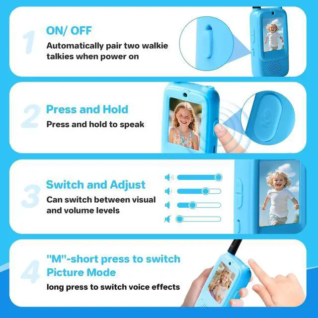 Alt view image 5 of 7 - Video Walkie Talkies for Kids, 2 Pack, Blue+Pink