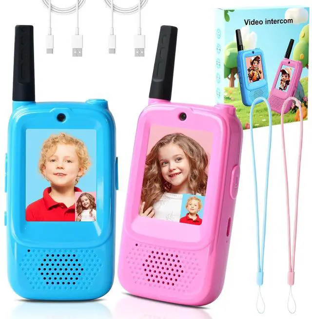 Main image of Video Walkie Talkies for Kids, 2 Pack, Blue+Pink