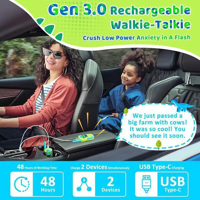 Alt view image 3 of 7 - Walkie Talkies for Kids Rechargeable Toys for Ages 5-7, Long Range 22 Channels 2 Way Kids Walkie Talkie with Flashlight for Camping Hiking Indoor Outdoor 3 4 5 6-12 Boy Girl Christmas Birthday