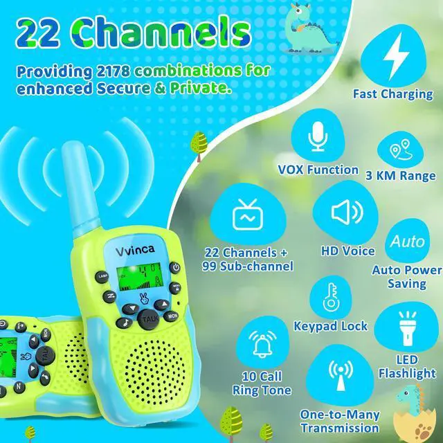 Alt view image 6 of 7 - Walkie Talkies for Kids Rechargeable Toys for Ages 5-7, Long Range 22 Channels 2 Way Kids Walkie Talkie with Flashlight for Camping Hiking Indoor Outdoor 3 4 5 6-12 Boy Girl Christmas Birthday