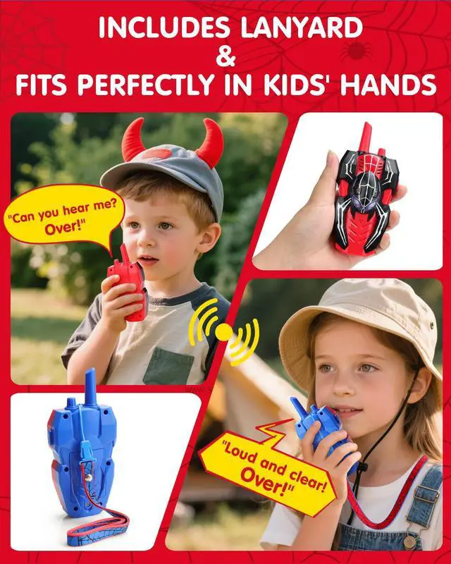 Alt view image 4 of 7 - Spider Hero Walkie Talkies for Kids 2 Pack Indoor & Outdoor Toys for Boys Ages 3-8, Birthday Gift for Children, Fun Two-Way Radios for Playtime & Adventures