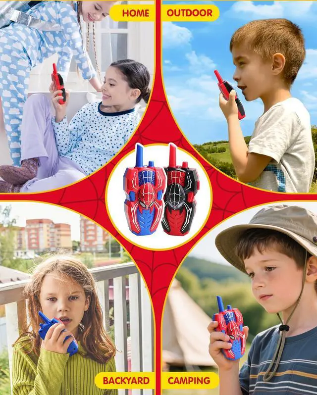 Alt view image 7 of 7 - Spider Hero Walkie Talkies for Kids 2 Pack Indoor & Outdoor Toys for Boys Ages 3-8, Birthday Gift for Children, Fun Two-Way Radios for Playtime & Adventures