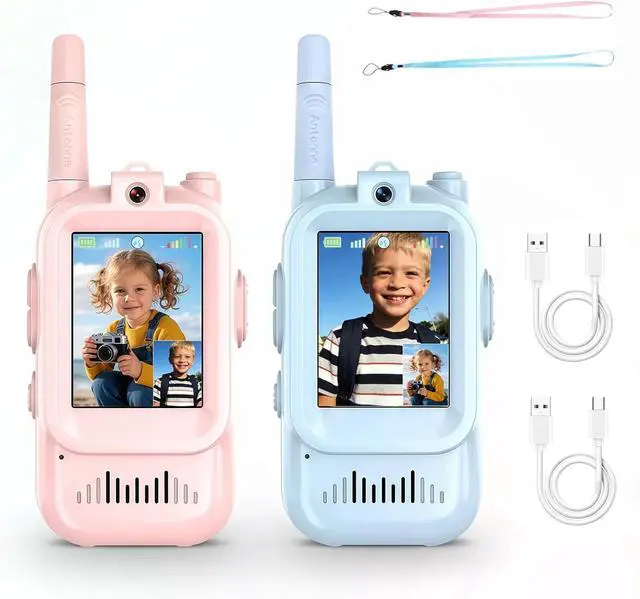 Main image of Video Walkie Talkies for Kids 2 Pack Fun Toys for Camping Hiking Travel Rechargeable Long Range Kids Toy Gift for Boys & Girls Ages 312