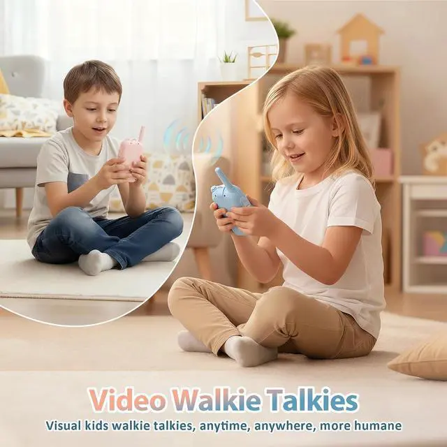 Alt view image 3 of 7 - Video Walkie Talkies for Kids 2 Pack Fun Toys for Camping Hiking Travel Rechargeable Long Range Kids Toy Gift for Boys & Girls Ages 312