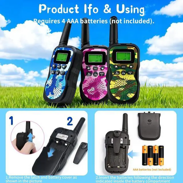 Alt view image 3 of 7 - Walkie Talkies for Kids 3 Pack, 22CH Long Range 2 Way Radio Outdoor