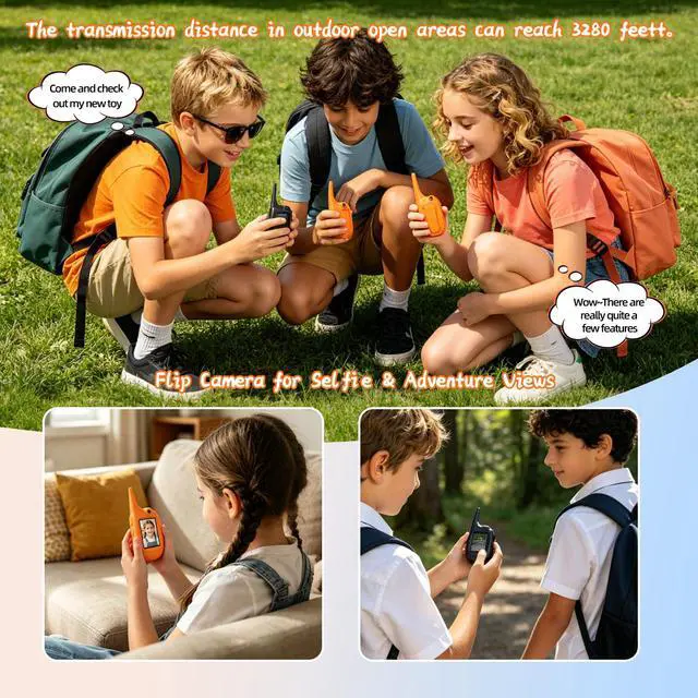 Alt view image 2 of 7 - 2Pack Video Walkie Talkies for Kids 3280ft Long Range, 180° Rotating Camera