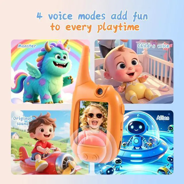 Alt view image 4 of 7 - 2Pack Video Walkie Talkies for Kids 3280ft Long Range, 180° Rotating Camera