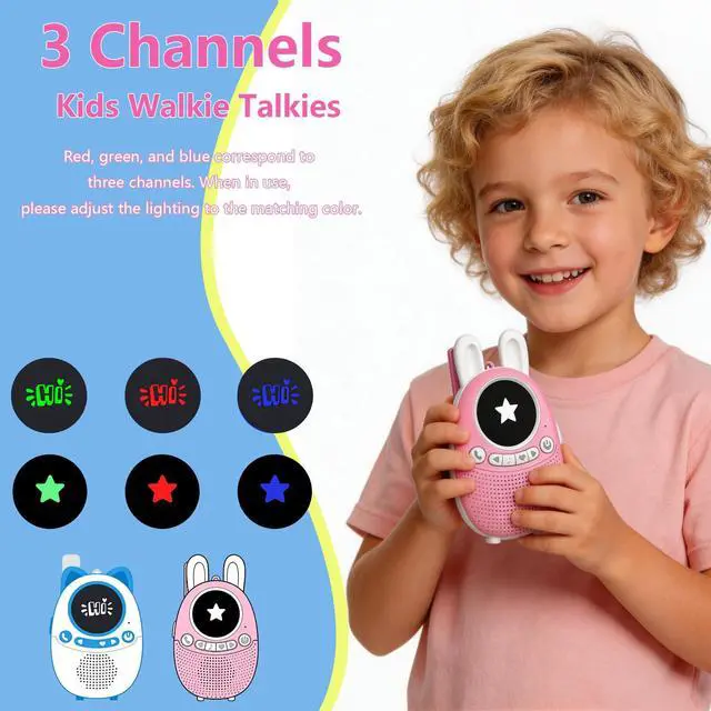 Alt view image 3 of 7 - W208 Walkie Talkies for Kids Rechargeable Toys for 3-8 Ages 2 Pack