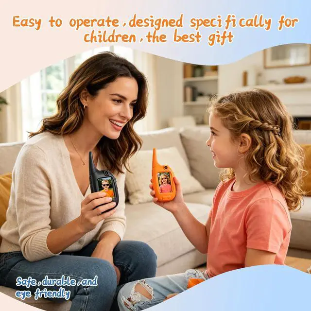 Alt view image 7 of 7 - 2Pack Video Walkie Talkies for Kids 3280ft Long Range, 180° Rotating Camera
