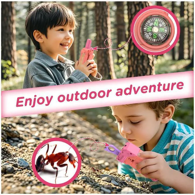 Alt view image 3 of 6 - Walkie Talkies for Kids,5 Colourful Channels 2 Way Radio,Compass Flashlight and Magnifying Glass,3 Miles Long Range for Adventure Game,Outside, Camping, Hiking,Toys for 3-12 Year Old Boys Girls