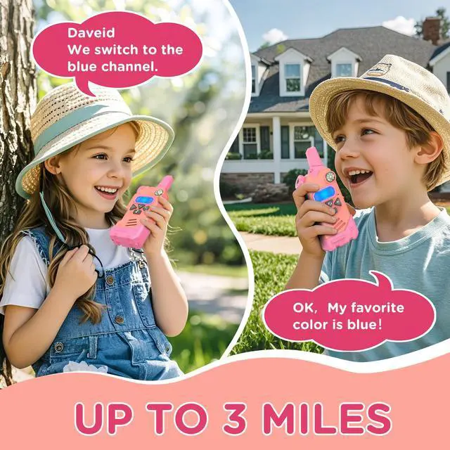 Alt view image 4 of 6 - Walkie Talkies for Kids,5 Colourful Channels 2 Way Radio,Compass Flashlight and Magnifying Glass,3 Miles Long Range for Adventure Game,Outside, Camping, Hiking,Toys for 3-12 Year Old Boys Girls