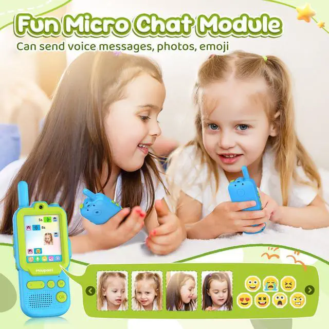 Alt view image 3 of 7 - Rechargeable Video Walkie Talkies Boys Toys, 2.4"Screen Video Calls Walkie Talkies 5 Voice Changers & 10 Stickers Effect for Camping, Hiking, Travel, Christmas Birthday Gifts for Boys Age 5-7