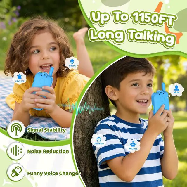 Alt view image 5 of 7 - Rechargeable Video Walkie Talkies Boys Toys, 2.4"Screen Video Calls Walkie Talkies 5 Voice Changers & 10 Stickers Effect for Camping, Hiking, Travel, Christmas Birthday Gifts for Boys Age 5-7