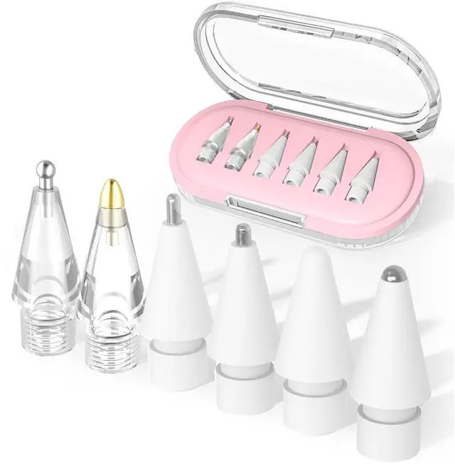Main image of Upgraded 6 Pack Apple Pencil Tips Replacement with Clear Case, No Wear Out Fine Point Precise Control Metal Pencil Nibs Compatible with Apple Pencil 1st Gen/2nd Gen/USB C/iPad Pro Pencil