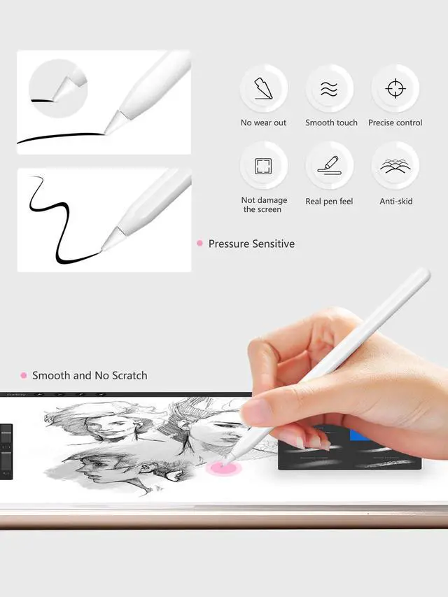 Alt view image 2 of 7 - Upgraded 6 Pack Apple Pencil Tips Replacement with Clear Case, No Wear Out Fine Point Precise Control Metal Pencil Nibs Compatible with Apple Pencil 1st Gen/2nd Gen/USB C/iPad Pro Pencil
