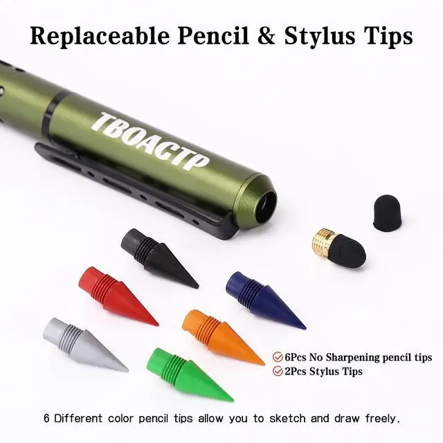 Alt view image 2 of 7 - 4.7" Mini 3-in-1 EDC Ballpoint Pen, Pencil and Stylus, Green