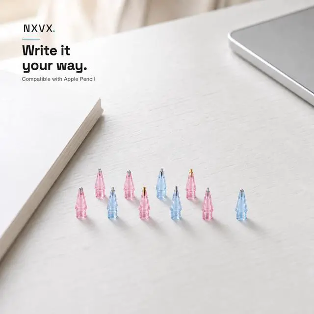 Alt view image 6 of 7 - Replacement Tips for Apple Pencil, 12 Different Tips, Pink & Sky Blue