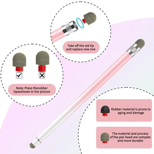 Alt view image 4 of 5 - 10Pack Stylus Pen Replacement Fiber Mesh Tips