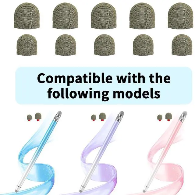 Alt view image 5 of 5 - 10Pack Stylus Pen Replacement Fiber Mesh Tips