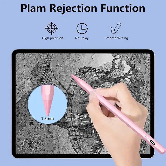 Alt view image 2 of 4 - Stylus Replacement Tips for Apple Pencil Tips 10 Pack-Pink (Universal with White/Black/Purple Tips)