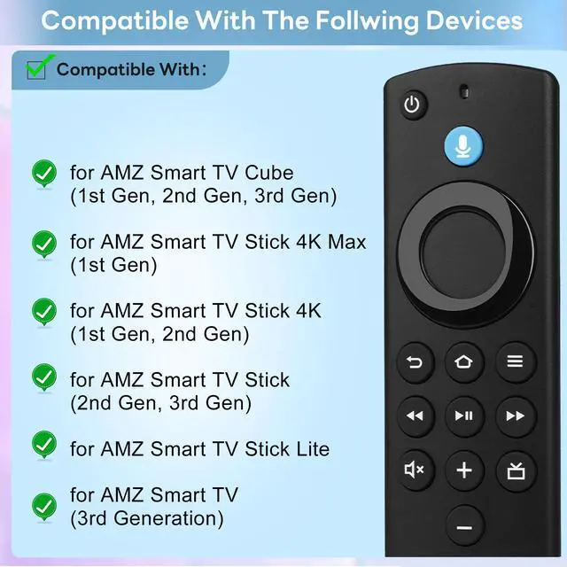 Alt view image 2 of 7 - Replacement TV Remote for Insignia Fire Smart TV Stick(Lite,4K Max,HD,2nd Gen,3rd Gen) Cube - Firestick Remote with Voice Control