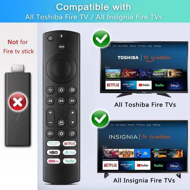 Alt view image 2 of 7 - Replacement for Insignia/Toshiba/Pioneer Fire TV Remote, Universal Compatible for AMZ Fire Smart TV Remote (Not for Stick and Cube) with 6 Hot Keys
