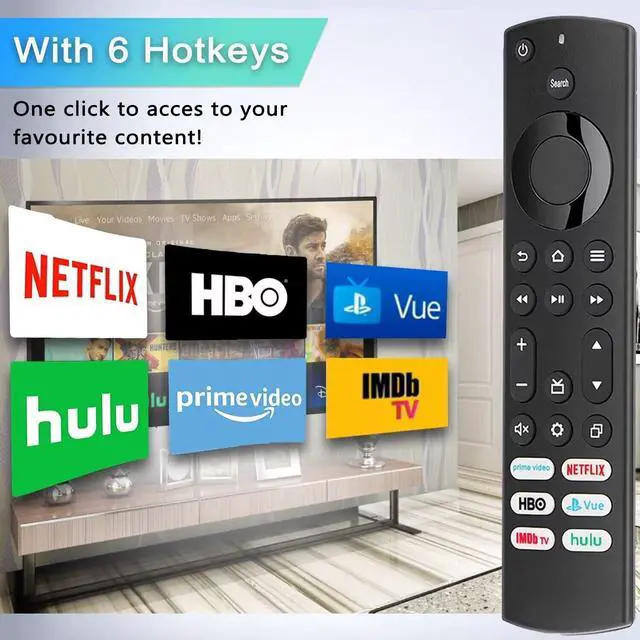 Alt view image 4 of 7 - Replacement for Insignia/Toshiba/Pioneer Fire TV Remote, Universal Compatible for AMZ Fire Smart TV Remote (Not for Stick and Cube) with 6 Hot Keys